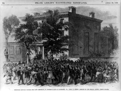 President Lincoln visiting the late residence of Jefferson Davis in Richmond, Va. LCCN2001697351