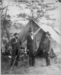President Lincoln, Allan Pinkerton, and Maj. Gen. John A. McClernand. - NARA - 530415