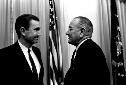 President Lyndon B. Johnson and Attorney General Ramsey Clark photo