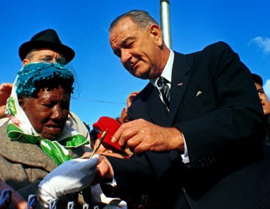 President Lyndon B. Johnson campaigning in Illinois (cropped1) photo