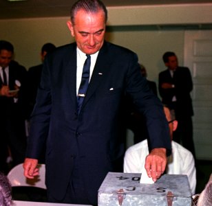 President Johnson voting in 1964 (cropped1) photo