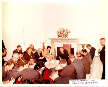 President Johnson with press 1963 (6)