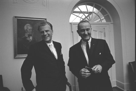 President Lyndon B. Johnson with Billy Graham