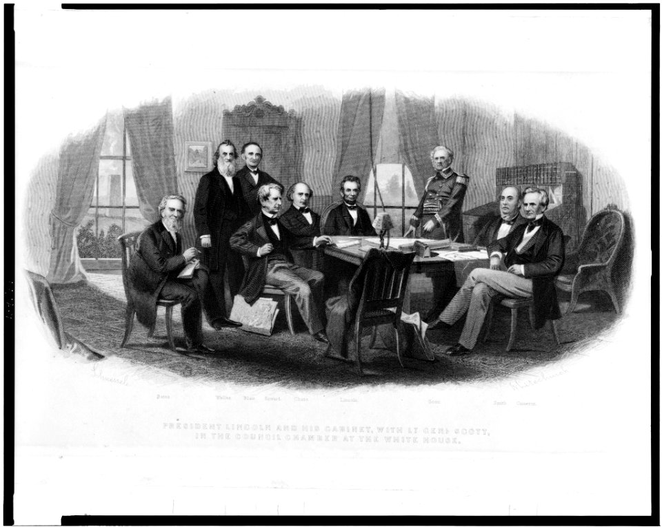 President Lincoln and his cabinet, with Lt. Genl. Scott, in the council chamber at the White House - Schuessel ; Whitechurch. LCCN94500594