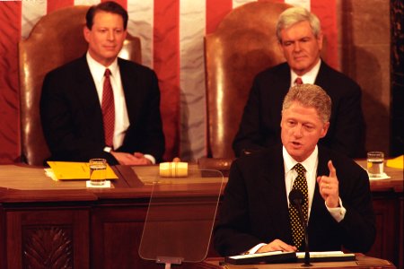 President Bill Clinton delivers the 1998 State of the Union address