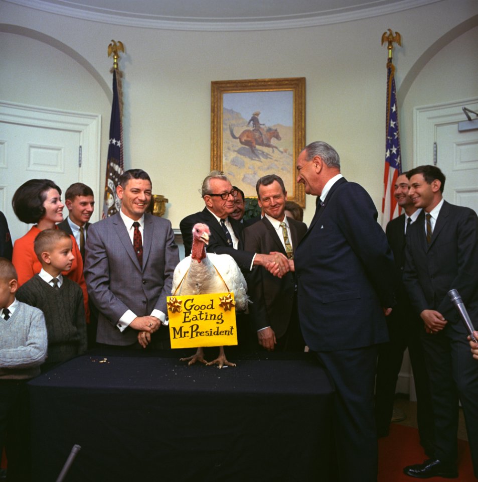 President Lyndon Johnson receives the 20th White House Thanksgiving Turkey 1967 003