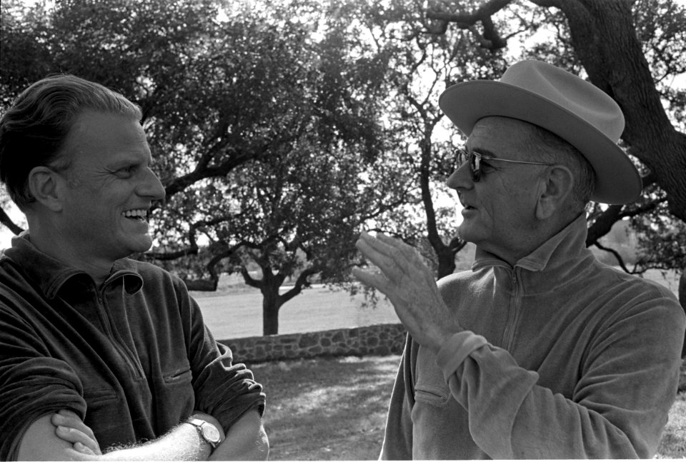 President Lyndon B. Johnson and Billy Graham at the LBJ Ranch