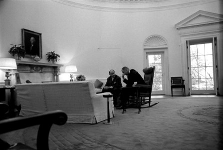 President Lyndon B. Johnson meets with Adlai Stevenson