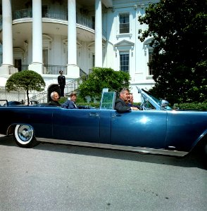 President John F. Kennedy and President Dr. Sarvepalli Radhakrishnan of India in Car Before Motorcade (1)