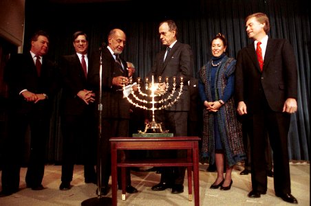 President Bush and Vice President and Mrs. Quayle Participate in a Hanukkah Celebration photo