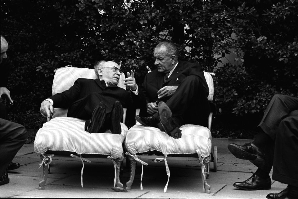 President Lyndon B. Johnson with President Zalman Shazar of Israel