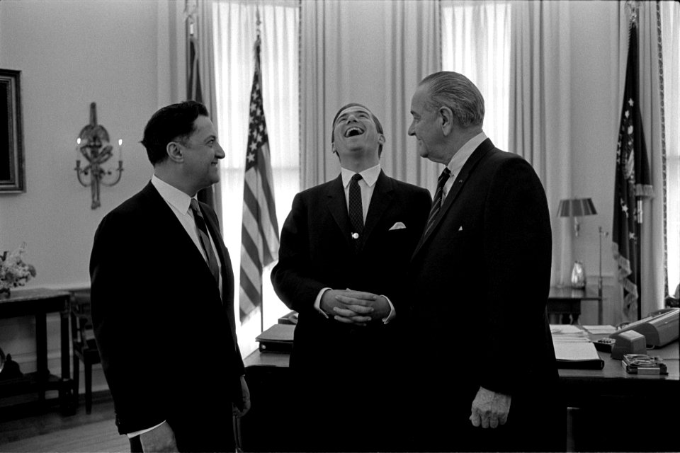 President Lyndon B. Johnson, Mike Manatos, and King Constatine of Greece