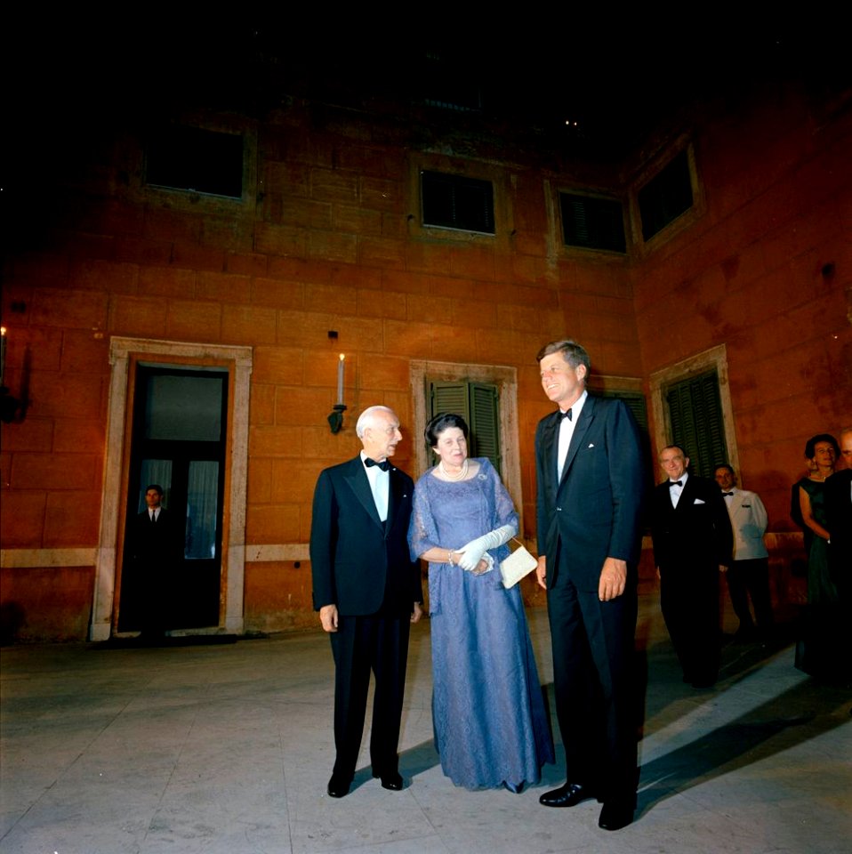 President John F. Kennedy Attends Dinner at Quirinale Palace in Rome, Italy