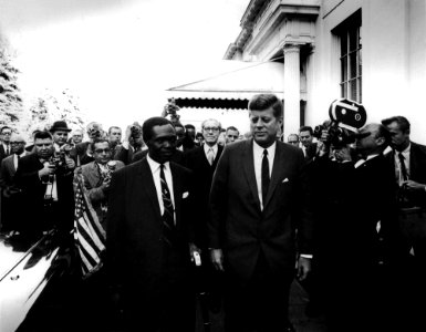 President John F. Kennedy Departs White House with Prime Minister of Uganda, A. Milton Obote photo