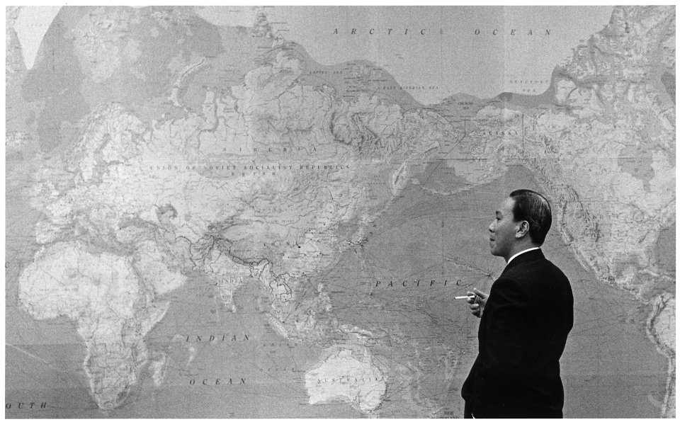 President Nguyen Van Thieu (South Vietnam) and world map - NARA - 192502