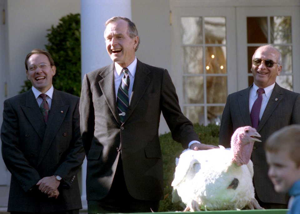 President George H. W. Bush Participates in the Presentation and Pardoning of the National Thanksgiving Turkey