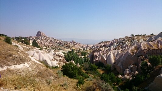 Travel panoramic view of cappadocia calcareous formation photo