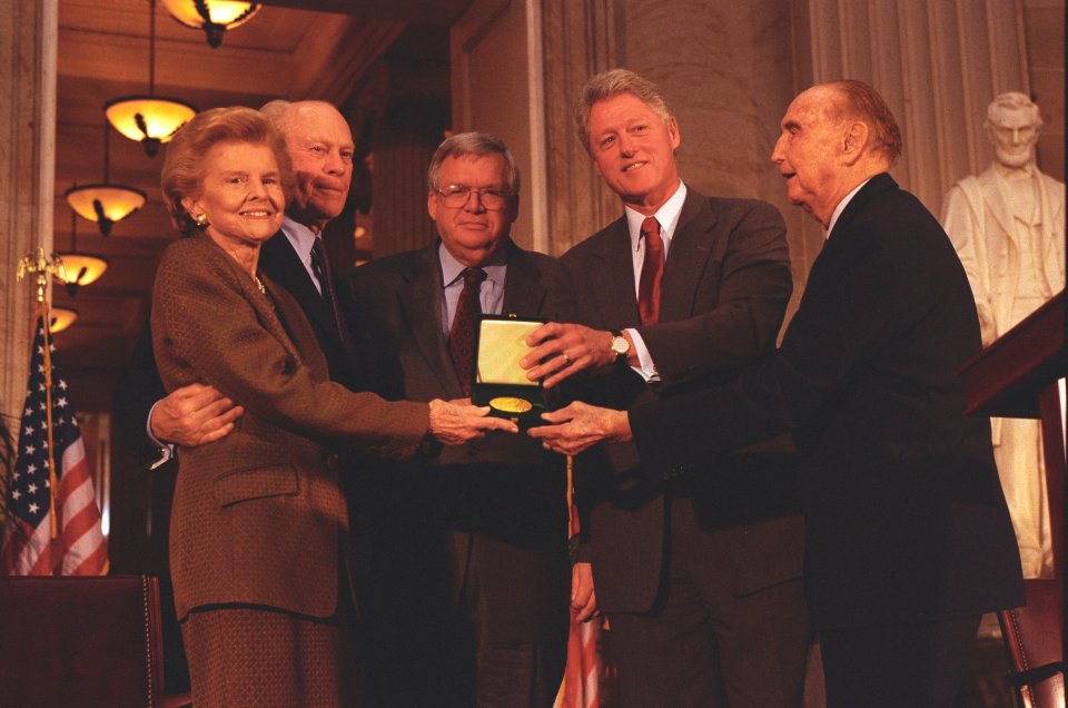 President Gerald Ford and First Lady Betty Ford receive the Congressional Gold Medal