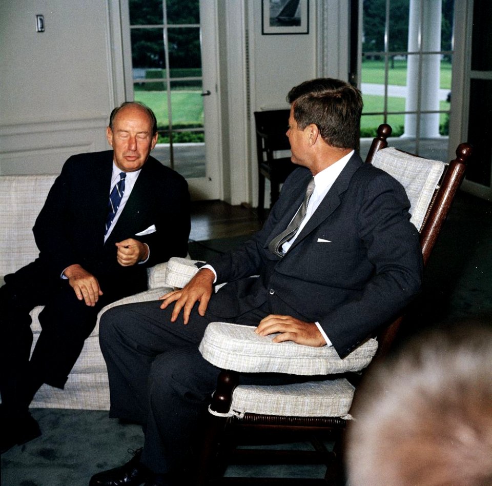President John F. Kennedy meets with the United States Ambassador to the United Nations, Adlai E Stevenson