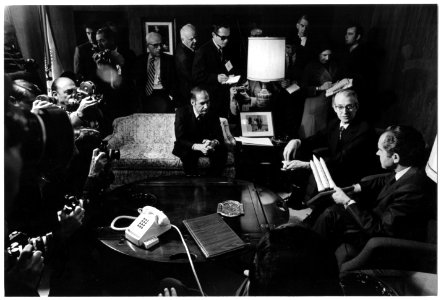 President Richard Nixon and NASA Administrator James C. Fletcher Discussing the Space Shuttle Program