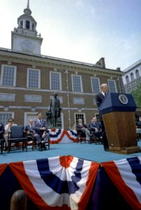 President Gerald Ford speaks at Independence Hall