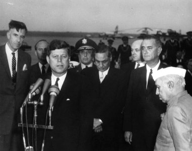 President John F. Kennedy Speaks During Arrival Ceremonies for Jawaharlal Nehru, Prime Minister of India