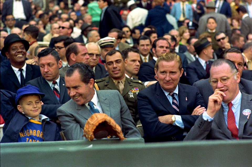 President Richard Nixon Enjoys Opening Day Baseball at Robert F. Kennedy Stadium in the Company of a Young Fan