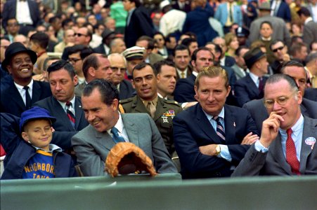 President Richard Nixon Enjoys Opening Day Baseball at Robert F. Kennedy Stadium in the Company of a Young Fan
