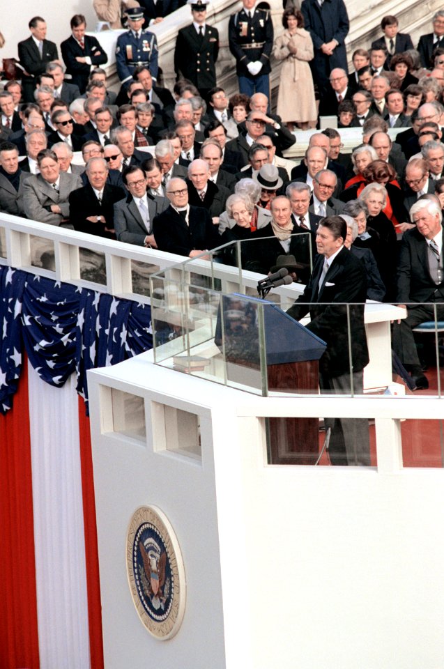 President Reagan delivers his first inaugural address