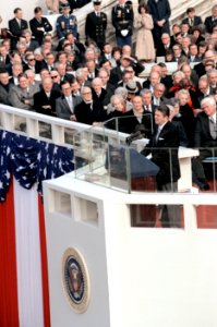 President Reagan delivers his first inaugural address photo