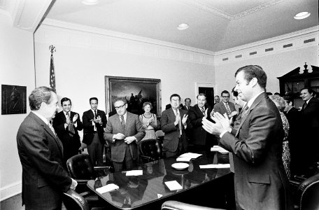 President Richard Nixon Greeted by His Staff following His Reelection