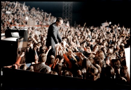 President Richard Nixon Addresses a Large Crowd at a Campaign Rally Held at Ontario International Airport in California photo