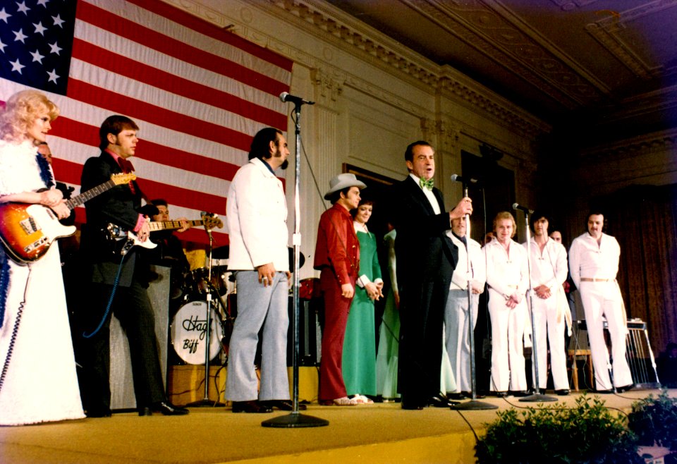 President Richard Nixon on Stage with Country Music Performer Merle Haggard