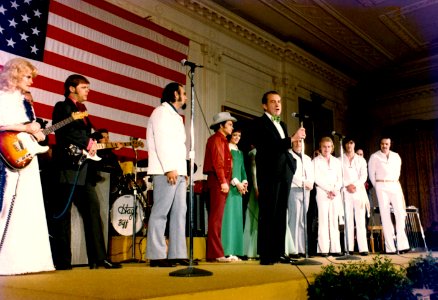 President Richard Nixon on Stage with Country Music Performer Merle Haggard