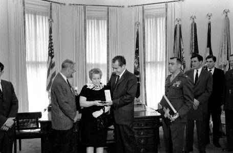 President Richard Nixon Posthumously Awarding the Medal of Honor to U.S. Marine Pfc Melvin E. Newlin