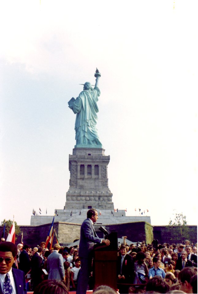 President Richard Nixon Speaking at the Liberty Island American Immigration Museum Dedication