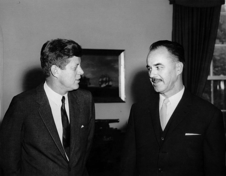 President John F. Kennedy with Ambassador of Yugoslavia, Veljko Mićunović