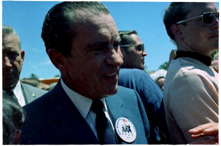 President Richard Nixon Standing in the Crowd along the Route of the Crandon Boulevard Fourth of July Parade in Key Biscayne, Florida