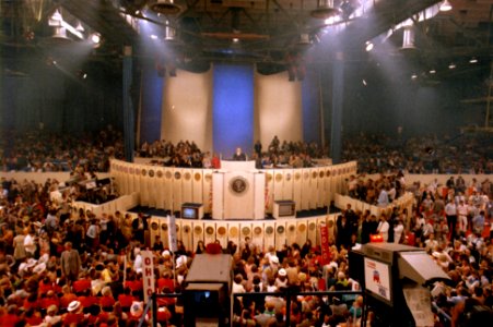 President Richard Nixon Stands at a Podium Overlooking Delegates at the National Republican Convention