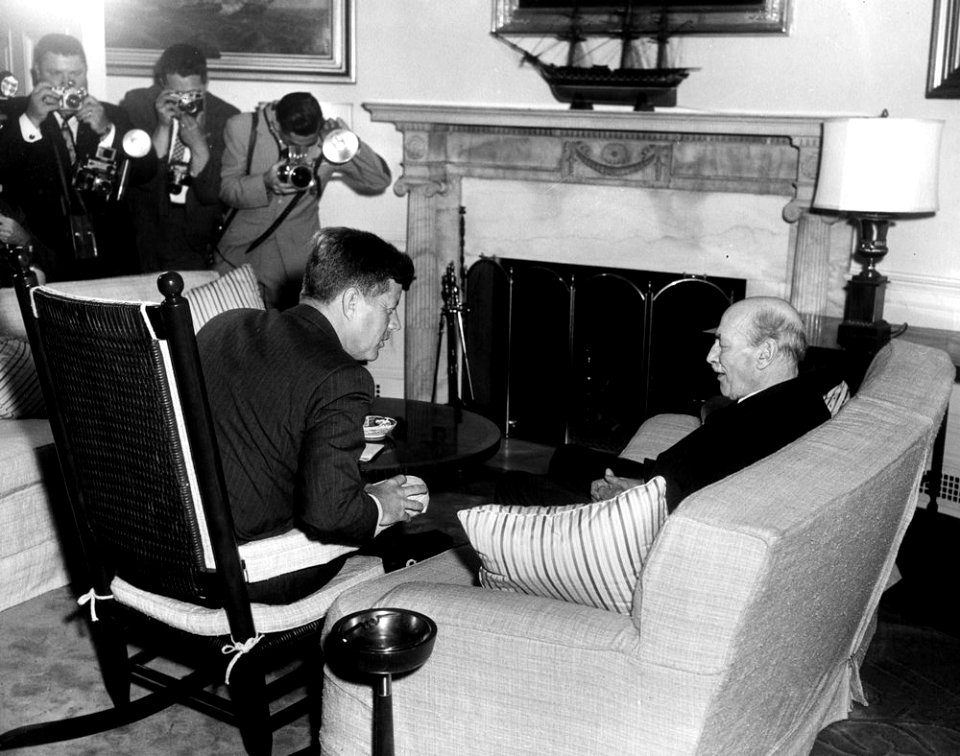 President John F. Kennedy with Clement Attlee, 1st Earl Attlee, Former British Prime Minister and Labour Party Leader (01)
