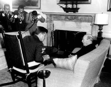 President John F. Kennedy with Clement Attlee, 1st Earl Attlee, Former British Prime Minister and Labour Party Leader (01)