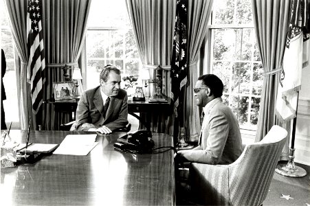 President Richard Nixon and Singer Ray Charles Meeting in the Oval Office photo