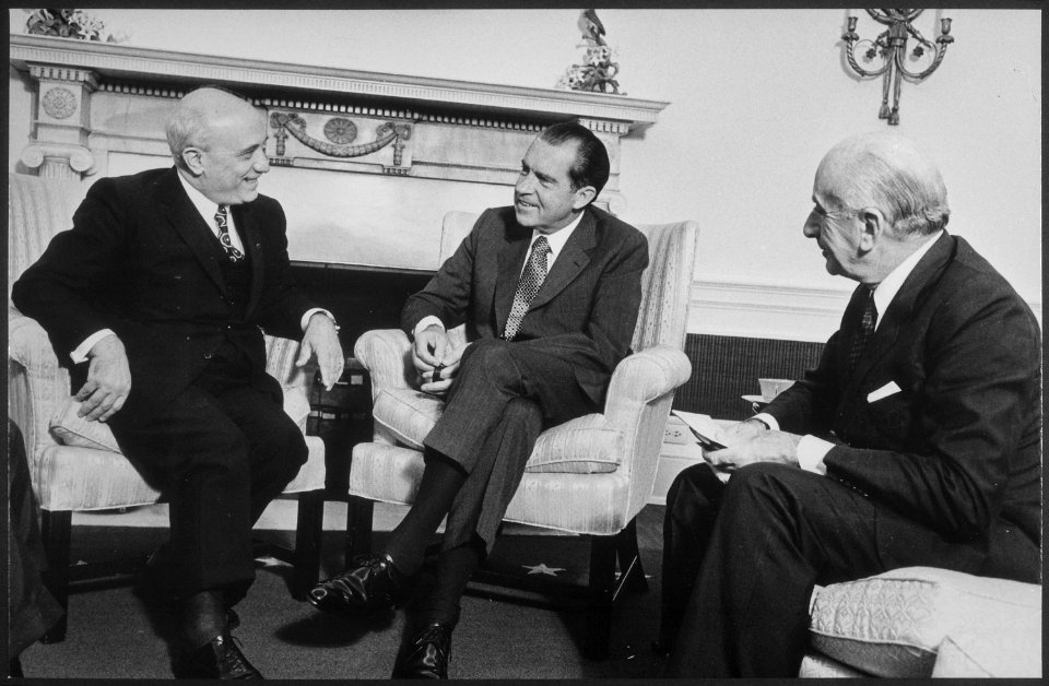 President Richard Nixon with the President of the Italian Senate and the Italian Ambassador