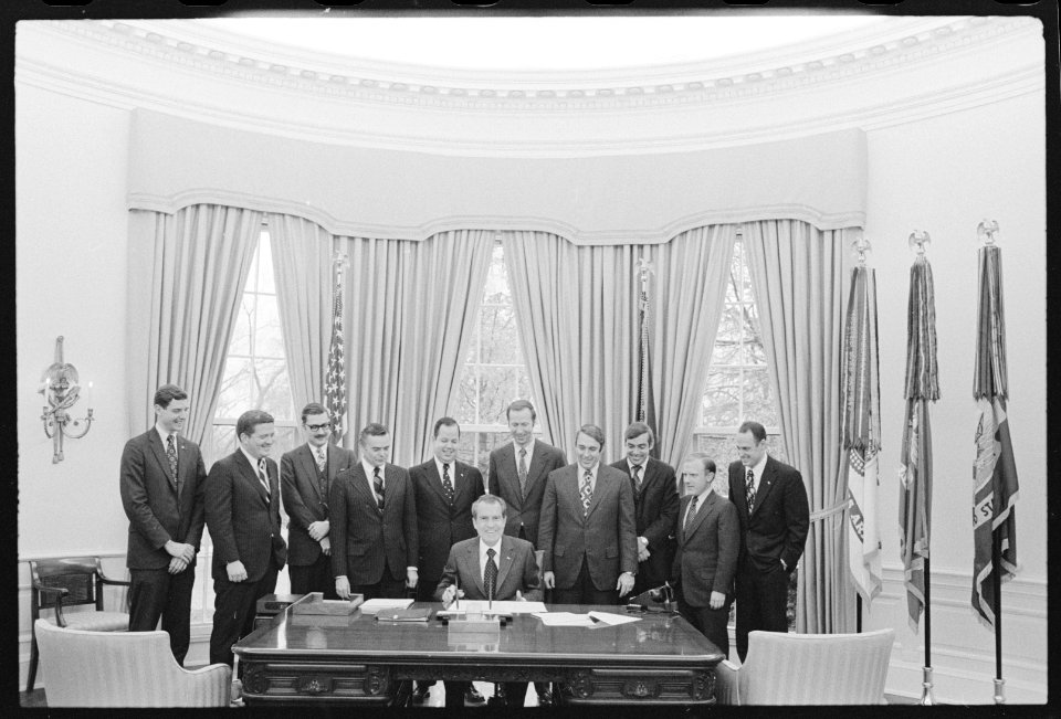 President Richard Nixon at the Signing of the 1973 State of the Union Message to Congress