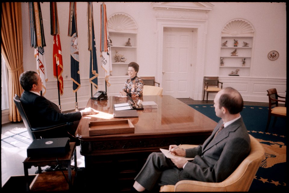 President Richard Nixon, Shirley Temple Black, and Brent Scowcroft