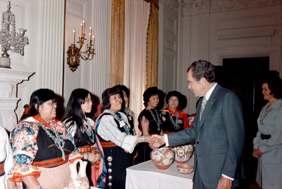 President Richard Nixon Greets Potters from Various New Mexico Pueblos in the State Dining Room