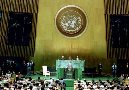 President Ronald Reagan address to the 41st Session of the United Nations General Assembly photo