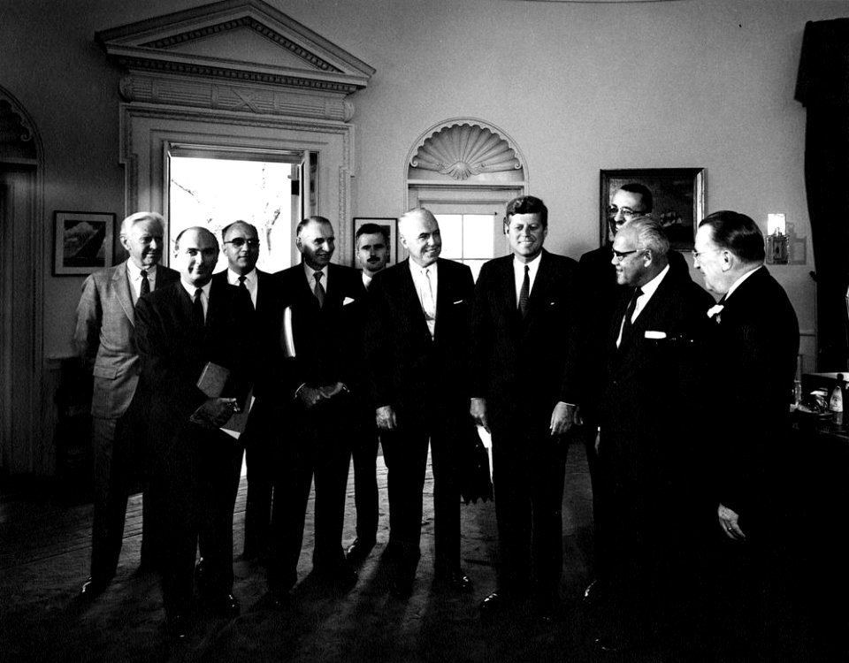 President John F. Kennedy with Members of the United Negro College Fund JFKWHP-AR7492-A