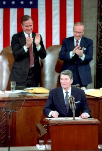 President Ronald Reagan Addressing The Joint Session of Congress on The State of The Union
