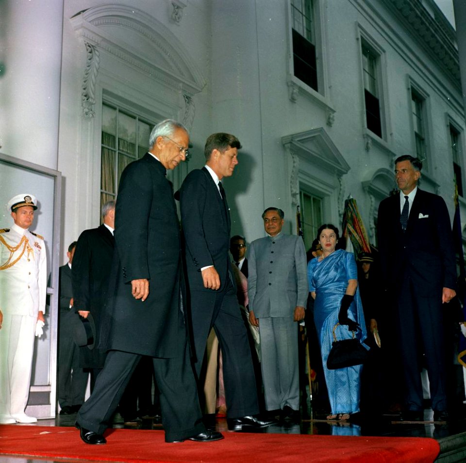 President John F. Kennedy and President Dr. Sarvepalli Radhakrishnan of India Depart White House